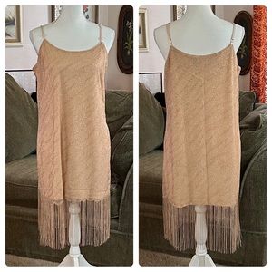 Gold Shift Dress With Fringe By Bar lll